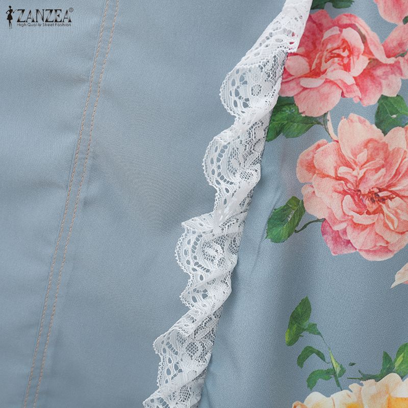 ZANZEA Women Casual Lace Splice Summer Floral Midi Skirts