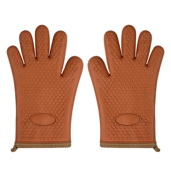 2Pcs Insulated Gloves Heat Silicone Gloves Non-Slip Resistant Oven Waterproof Machine Washable кофейный