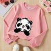 Kids Crewneck Sweatshirt, Cute Panda Face with Hearts & Stars Print, Soft Casual Pullover for Fall Winter