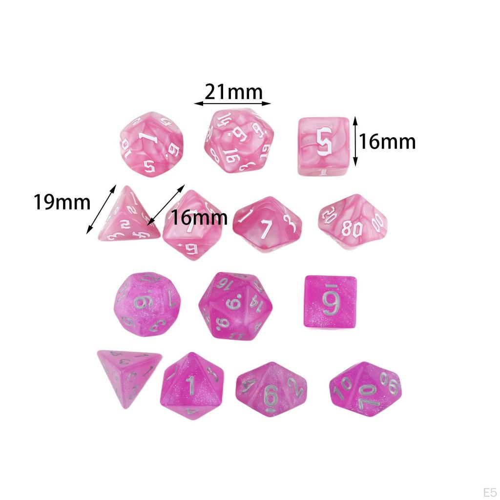 14 Pieces Polyhedral Dices Set Acrylic D4-d20 Game Playing Multi Sided for