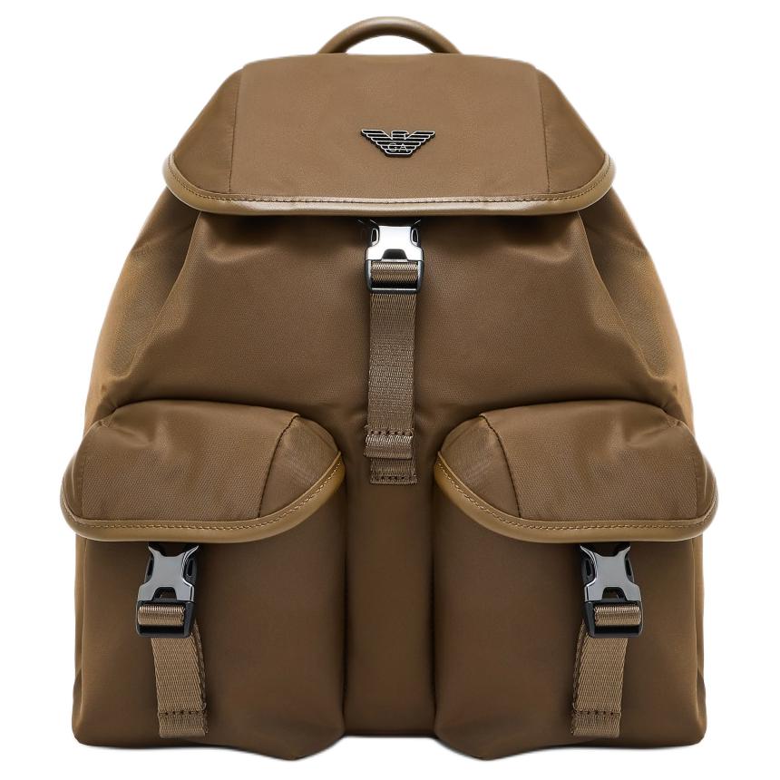 

Emporio Armani Solid Color Front Flap Pocket Nylon Backpack Unisex Backpack Beige EM004503-AF13454-U6141 Basic Set (Bag+Dust Bag)