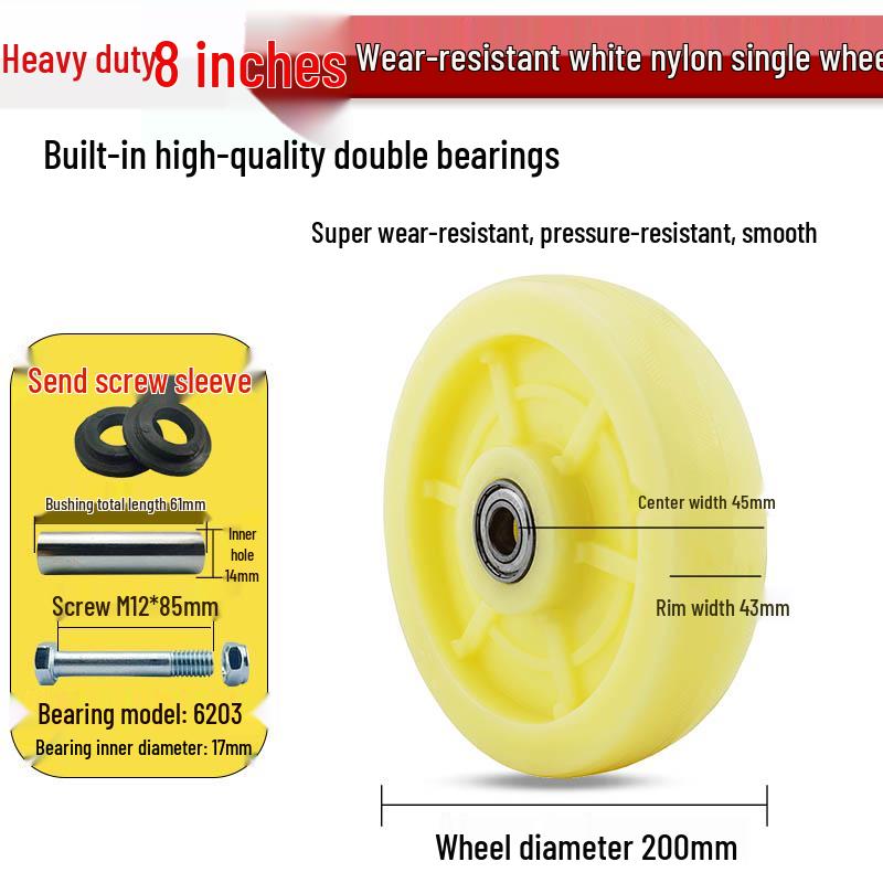 Nylon Swivel Caster Wheels: 2-6 inch Heavy-Duty Rubber & Flat Plate Options
