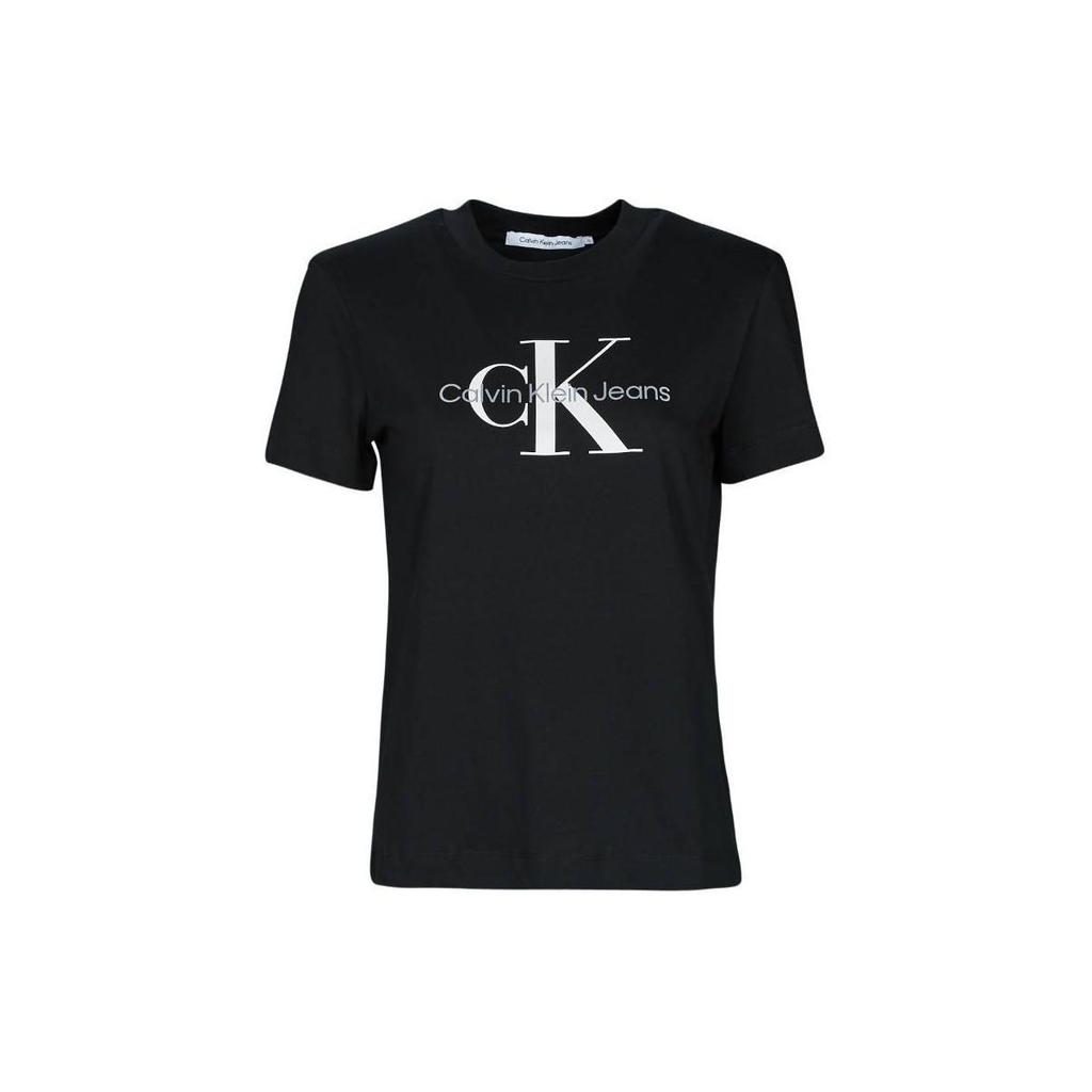 Calvin Klein Round Neck Straight Fit Letter Print Short Sleeve T-Shirt Women Tops Black J20J219142-BEH