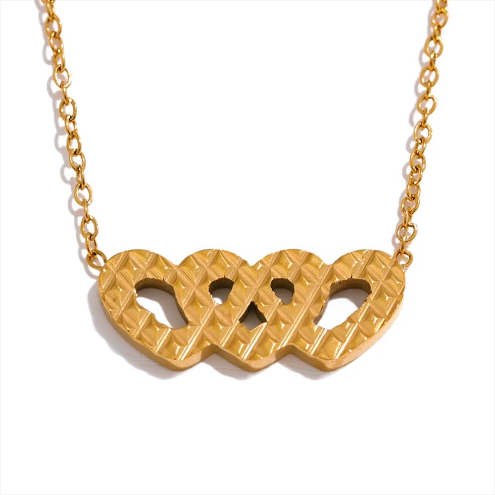 

Yhpup Stainless Steel Heart Love Pendant Necklace Chain Gold Color Charm Fashion Chic Jewelry Waterproof for Sister Family Gift
