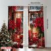 Classic Flat Printing Christmas Hot Curtains Digital Printed Polyester Drapes Party Decorations Use Set Of 2 Made