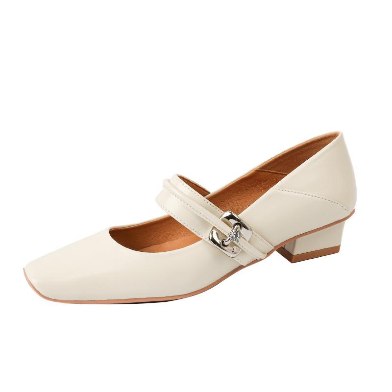 X versatile temperament square head Mary Jane shoes women's shallow mouth low heel single shoes can be stepped on in autumn