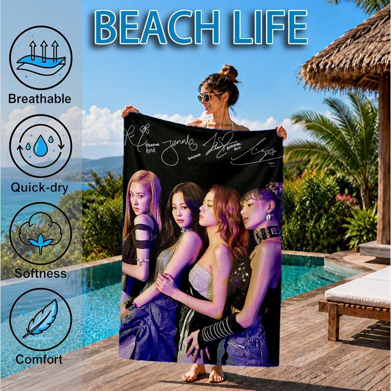 kpop BP Fashion Beach Towel, Microfiber Beach Towel, Perfect For Pool, Beach, Travel, Home Decor Beach Party Fan gifts