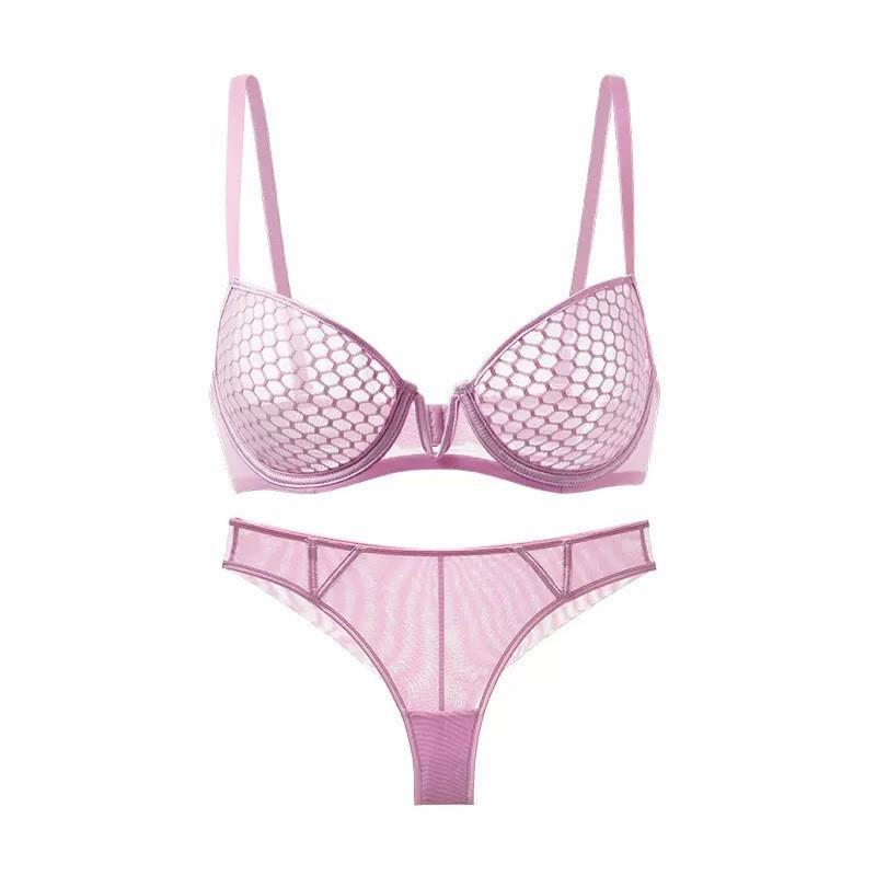 Roupa interior de renda francesa sexy padrão favo de mel ultrafina macia com aro de aço sutiã para seios grandes pequeno sutiã tamanho grande