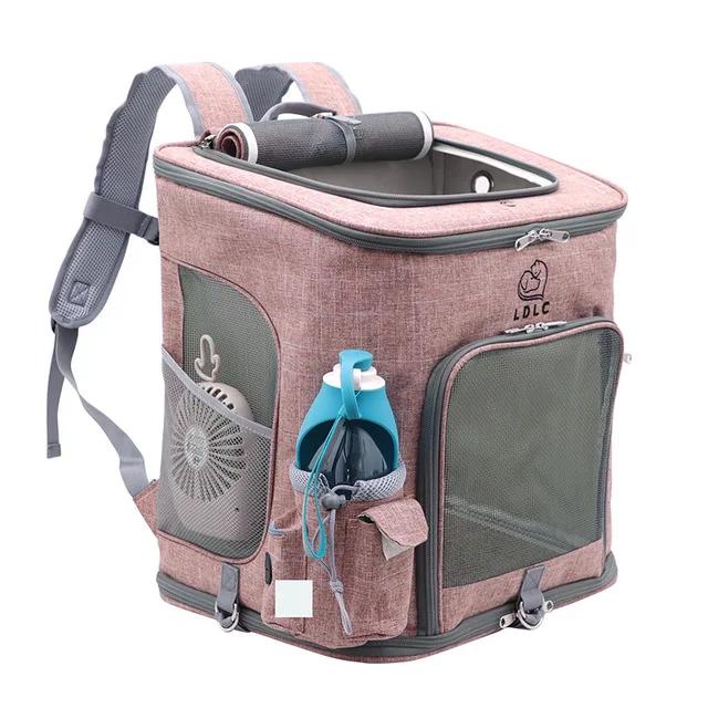 

Travel bag sports backpack Portable collapsible breathable pet backpack medium cat dog out of the bag cat backpacks cosset bag size M рожевий