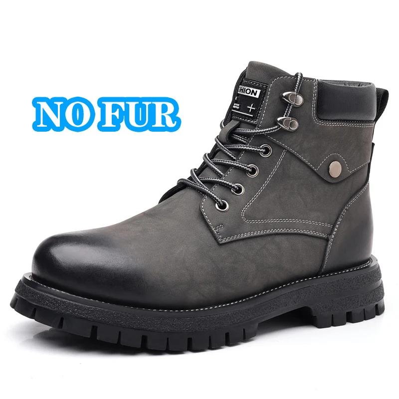 2025 New  Motocross Boots Lace Up Non-Slip Ankle Boots Winter Plush Snow Boots Botas Classic Mens High Top Outdoor Shoes