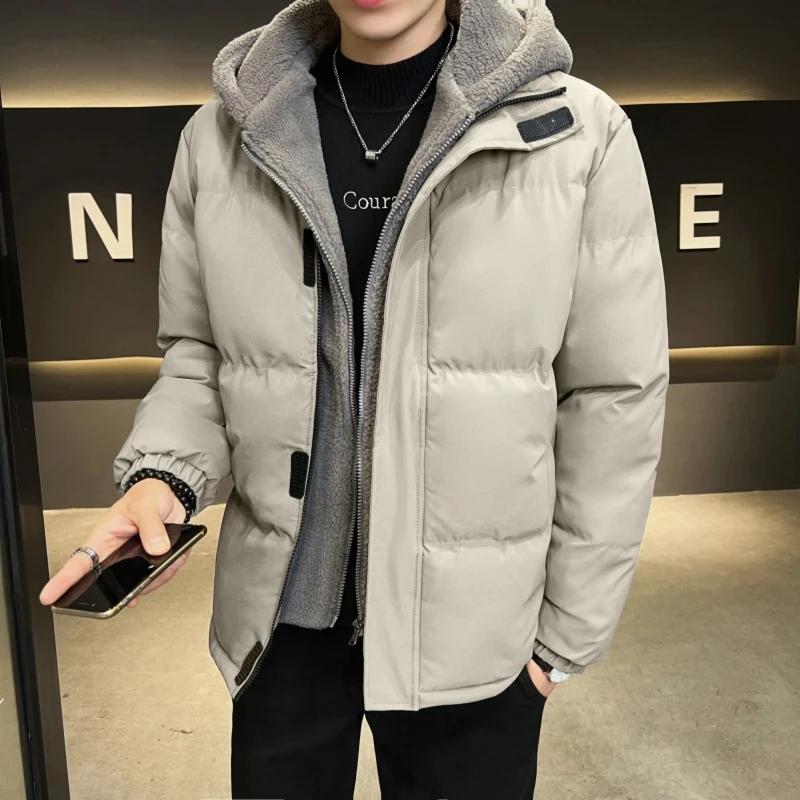 Winter Jacket Men Parka Loose Hooded Warm Coats Zipper Up 2026 New Fleece Lined Parka Outdoor Warm Snow Men's Long Padding Coat