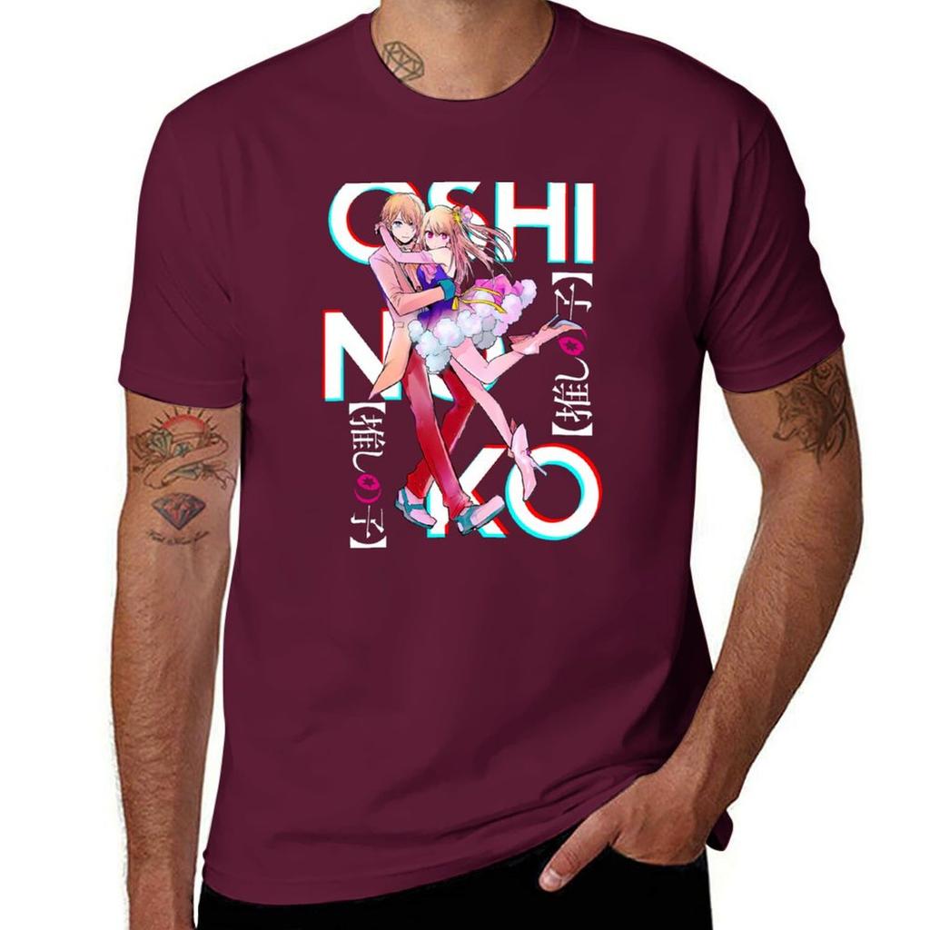 Brother and Sister Oshi No Ko Ruby Aqua On Black Active Tshirt Vintage Sublime Oversized T Shirts for Men