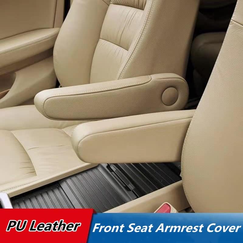 PU Leather Front Seat Armrest Cover for 2005-2010, Beige, 2 Pieces