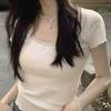 Shop   Women S Ribbon Lace Square Neck ShorT Sleeve T ShirT wdmS wSh TS14470693
