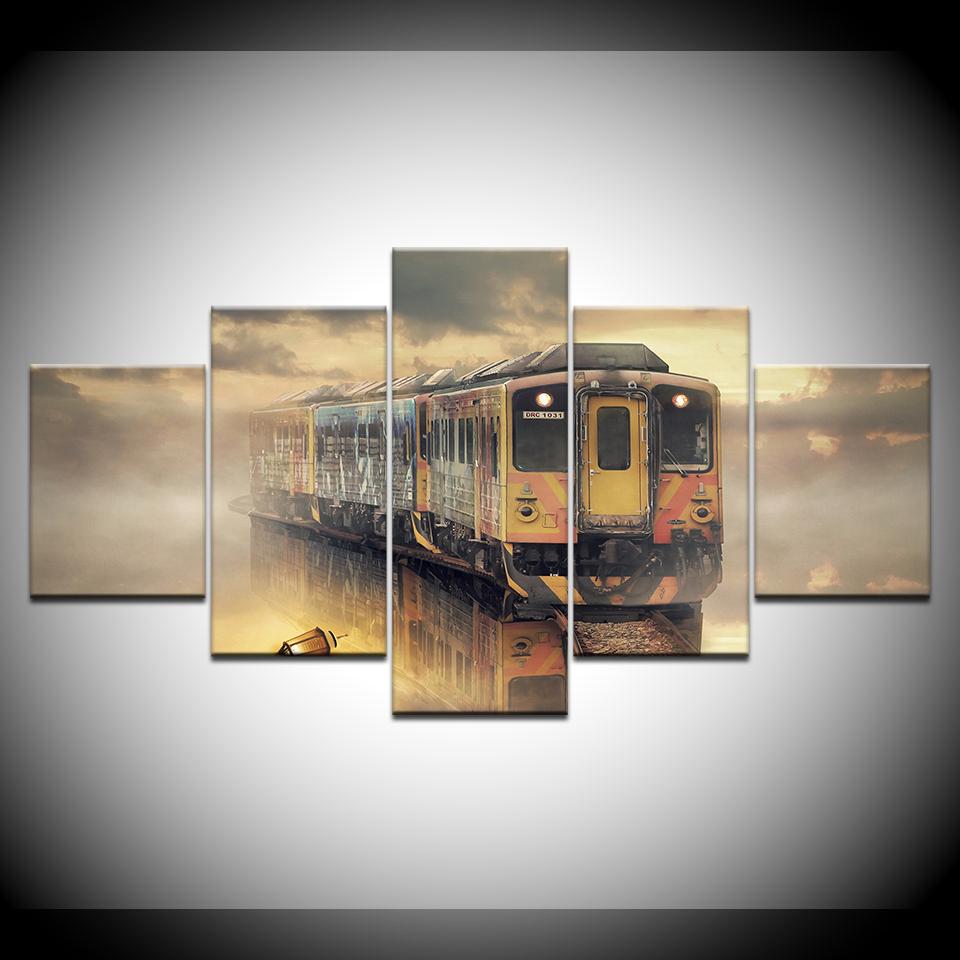 

The Ancient train 5 Piece Wall Art Canvas Print modern Poster Modular art painting for Living Room Home Decor 20x35 20x45 20x55cm