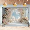 Floral arch and French window design background fabric - perfect for weddings, birthdays, and holidays
