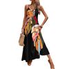 Women's Strapless Maxi Dress with Colorful Abstract Print