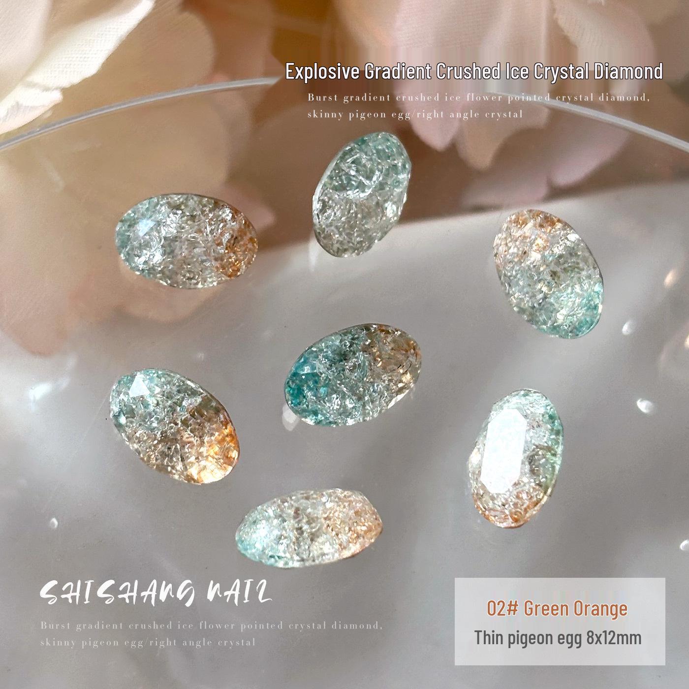 Gradient Crystal Nail Art Rhinestone Decorations - Pigeon Egg Style with Burst Pattern