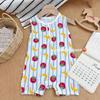 Summer Thin Bamboo Fiber Baby Romper, Cool and Breathable, Suitable for Both Boys and Girls, Cute Short Vest-Style Clothing