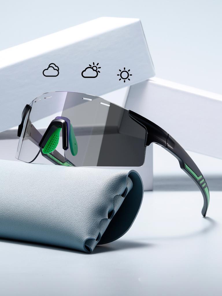 Farbwechselnde Sonnenbrillen für den Radsport, winddichte Outdoor-Sportbrillen, rutschsichere Schutzbrillen mit Sekundärspritzguss, großer Rahmen, 9061