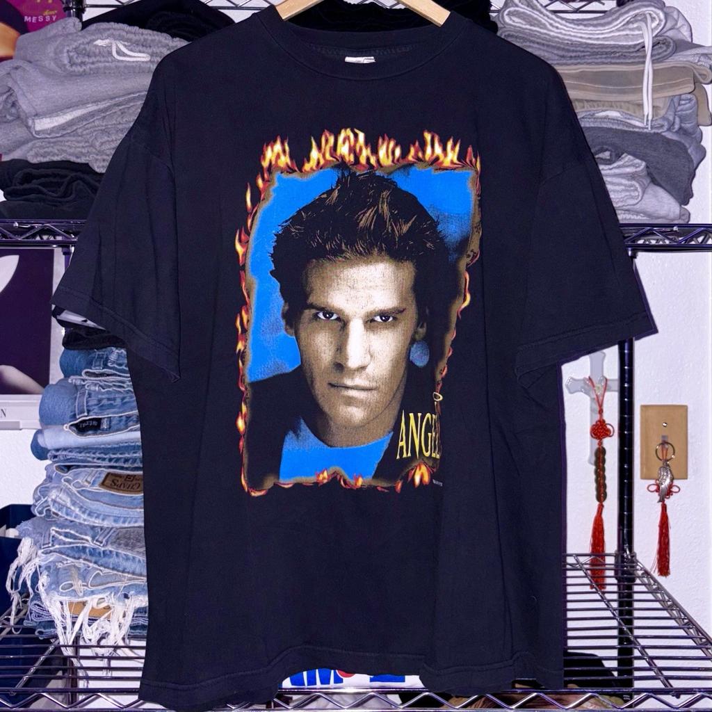 Vintage 90s 1998 Buffy The Vampire Slayer Angel TV Show Punk Movie Tee XL