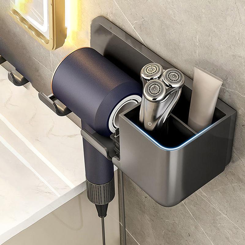 Punch-Free Bathroom Wall Mounted Hair Dryer Holder Storage Rack Organizer Shelf