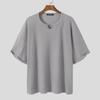 INCERUN Summer Men Short Sleeve Baggy O-neck Knit Loose Tee Tops