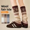 Wool Socks - Vintage Fair Isle Knitted Warm Pile-legged Stocking - Thick and Heat-retaining Locking Temperature Sock