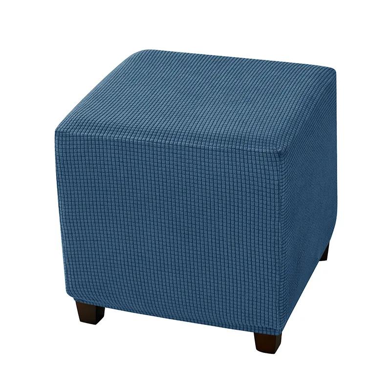 Square Elastic Ottoman Cover Polar Fleece Foot Stool Covers Stretch Footrest Slipcovers House Pouf Furniture Protector