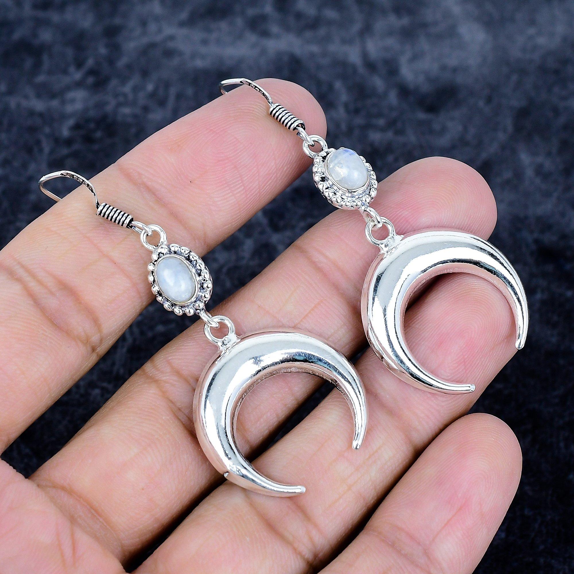 

Rainbow Moonstone Gemstone 925 Sterling Silver Jewelry Earring 2.36 MM-3470