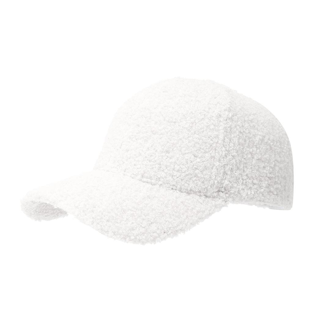 Solid Color Thickened Lamb Wool Baseball Cap Outdoor Cold-resistant, Warm and Windproof Korean Version of Men's and Women's Versatile Cap