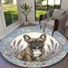Cosmic Balanced Bulldog Print Round Rug, Multi-functional Office Chair Sofa Carpet, Easy Clean Carpet for Home and Living Spaces