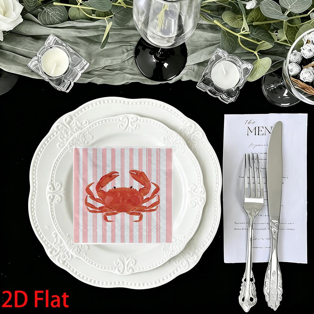 20pcs Disposable Napkins with Crab, Abalone, Seafood Pattern Print for Wedding,Parties,and Daily Use for Thanksgiving Fall Christmas Table Decoration