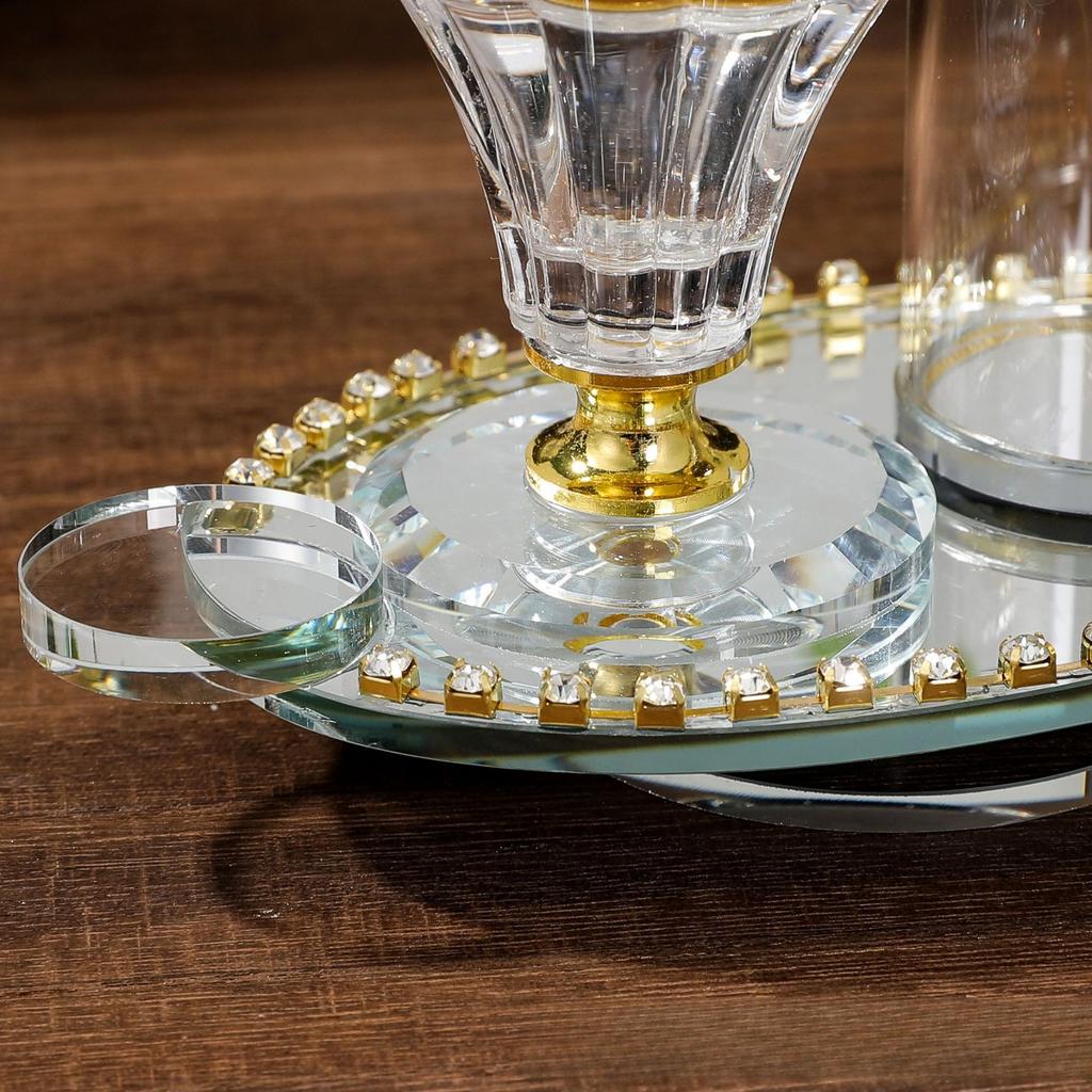 Middle East living room incenseburner ornament incense burner set gold crystal glass incense burner rotating tray incense burner