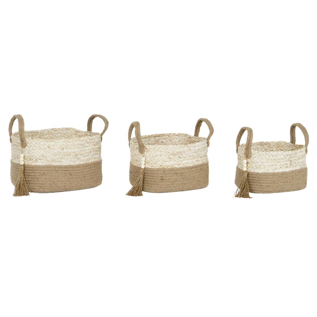 Basket Set Home ESPRIT Natural Light Brown Jute Modern 41 X 30 X 33 Cm (3 Pieces)