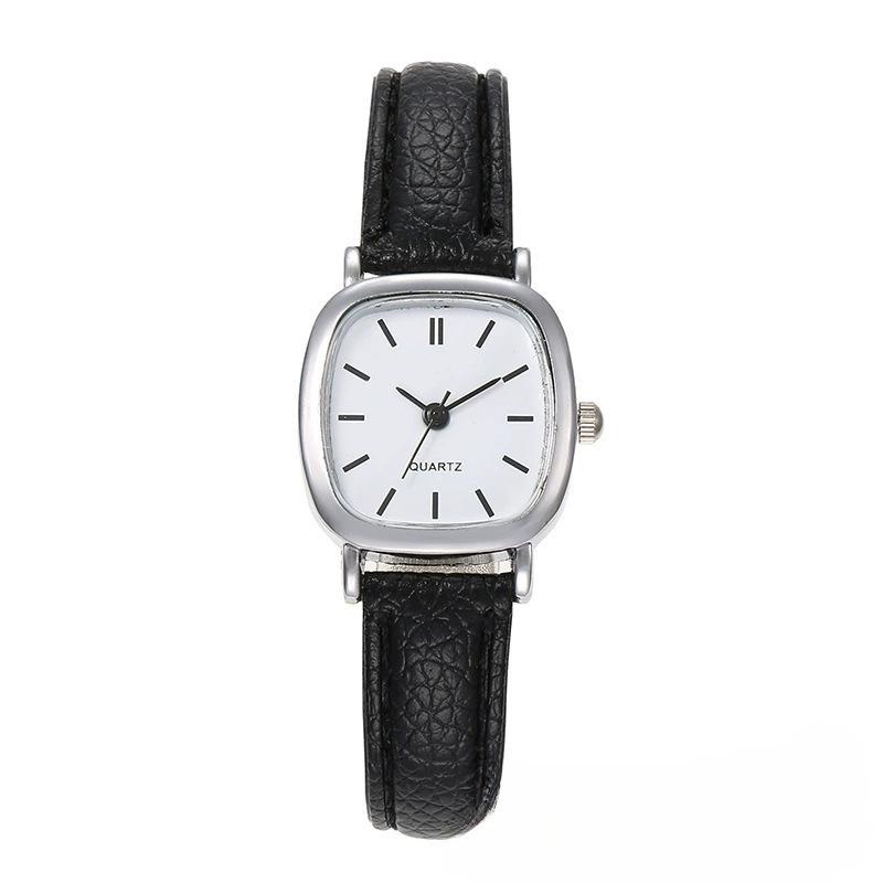 Vierkante Dames Eenvoudige Kleine Wijzerplaat Studentenhorloges Vintage Band Quartz Polshorloge