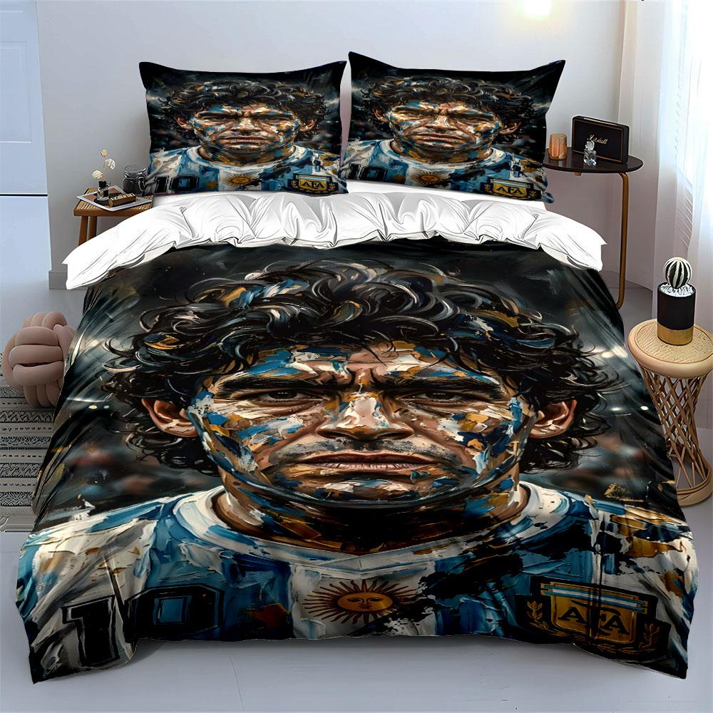 Painted Portrait with Blue Strokes Bedding Duvet Cover Set Duvet Cover Pillowcases  (1*Duvet Cover 2*Pillowcases, Without Duvet Insert)