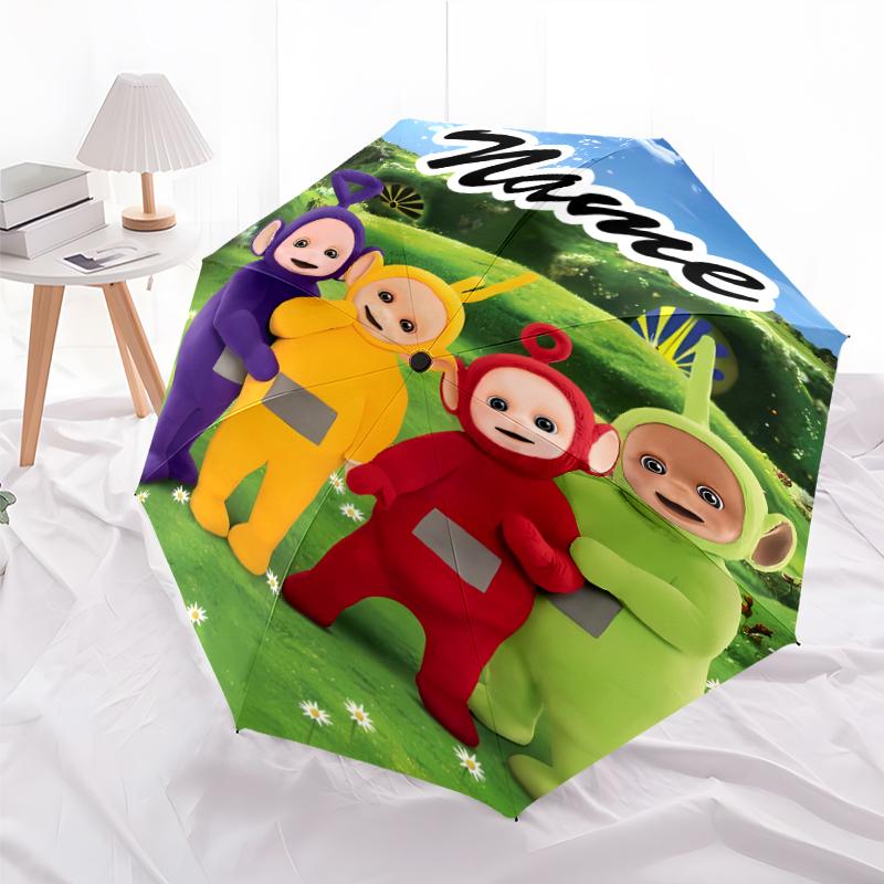 Personalized Name T-Teletubbies Print Umbrella - Automatic Open/Close, Eight-Rib Durable Frame, Automatic Folding Umbrella