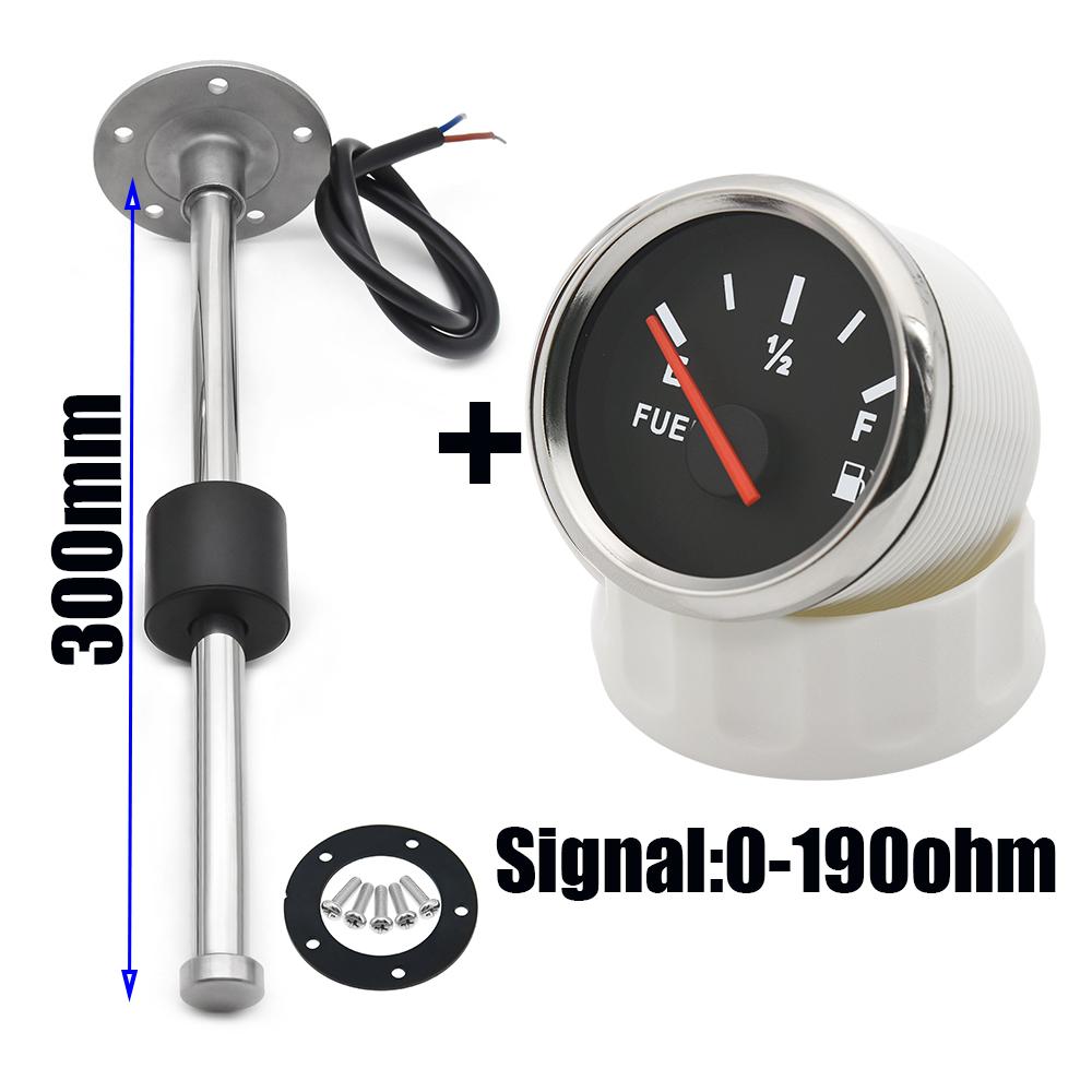 52MM Fuel Level Gauge with Fuel Level Sensor 100MM 125MM 150MM 200MM 250MM 400MM 0-190ohm Oil Liquid Tank Fuel Level Indicator