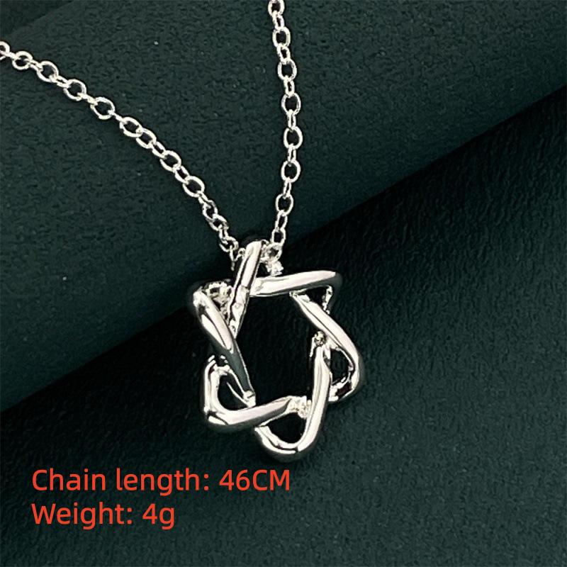 925 Silver Necklace 45CM Six-pointed Star Pendant Necklace for Women Simple Fashion Necklace Anniversary Jewelry Gift