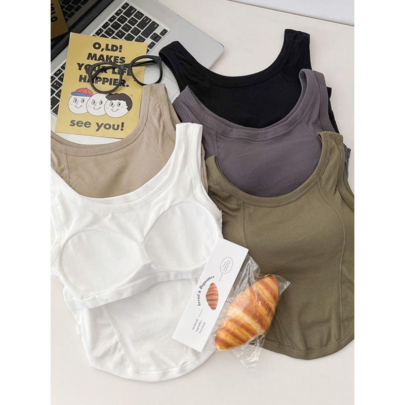 

Summer Solid Color Outerwear Small Sling Vest Women s Underwear Padded Bottoming Shirt Sleeveless Silm Slim Looking Beautiful Back Tank-Top Random vest [style random hair]] All yards