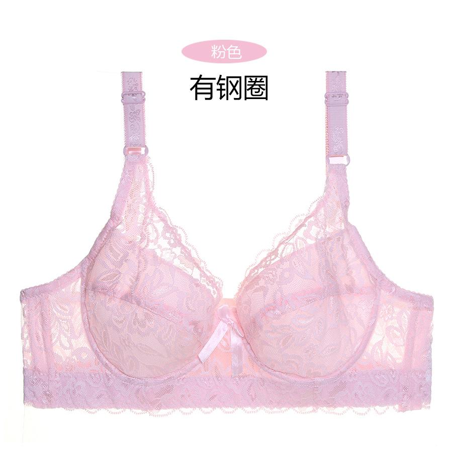 Underwear Full Lace Sexy Thin Cotton Large Cup Large Size Adjustment Bra Cover
