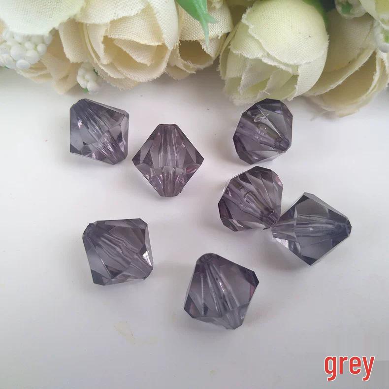 Acrylic Transparent 14mm Double-Pointed Rhombus Imitation Crystal Beads for DIY Jewelry Accessories and Colored Door Curtains