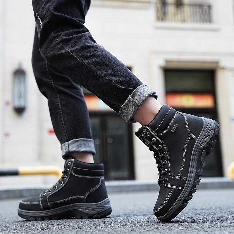 Men's Plus Size Fashionable High Top Outdoor Leisure Hiking Shoes Hiking Shoes with Plush Insulation Cotton Shoes Snow Boots