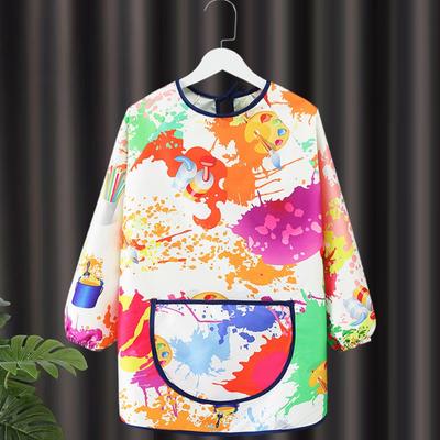 New Easy Clean Short-sleeved Painting Apron Waterproof Drawing Dressing Kitchen Apron Random Pattern Baking Bibs
