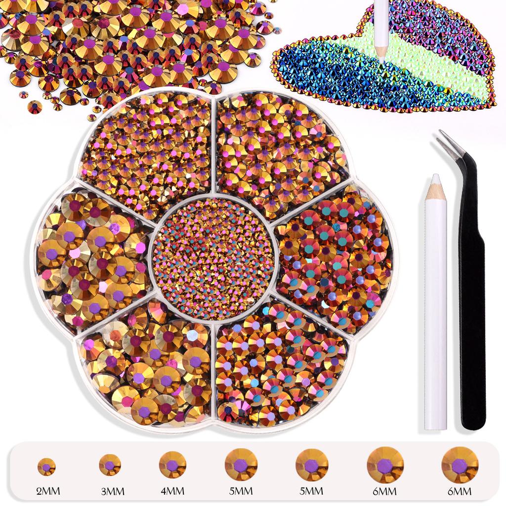 7 Grid Plum Blossom Boxed Resin Flat Bottom Nail Art Jewelry Jelly Diamond Violent Bear Ab Rhinestone Diy Clothing Diamond Sticker