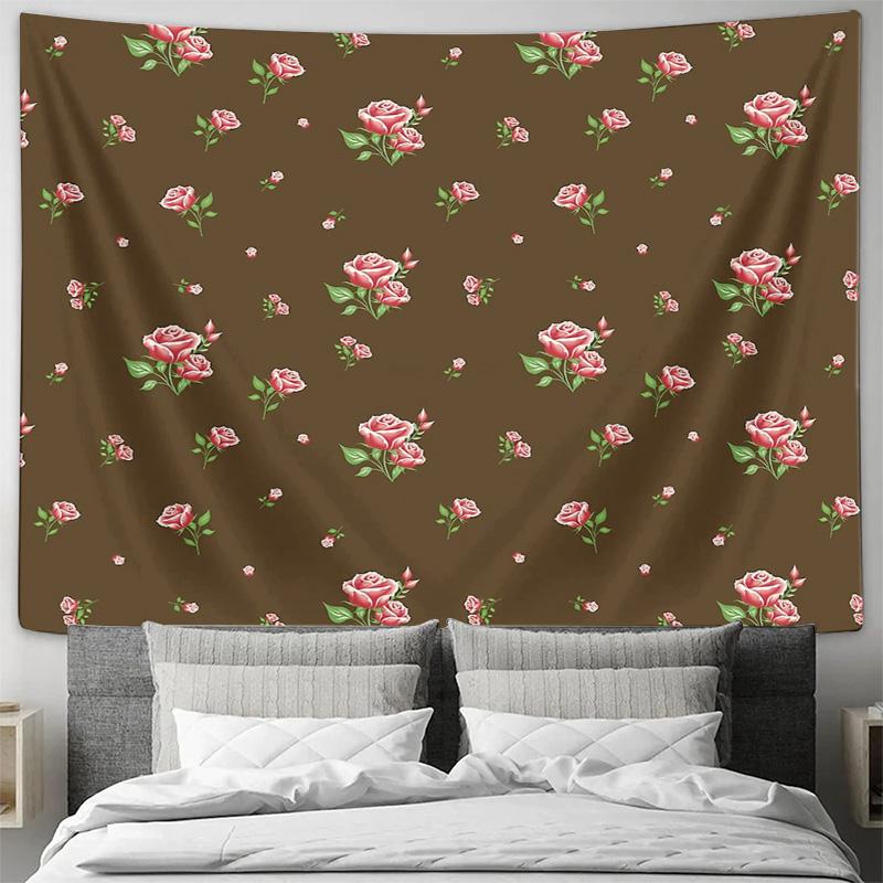 Blumenwandteppich Rosenblume Wandbehang Ästhetische Raumdeko Botanischer Wandteppich Natur Wandkunst Schlafsaal Dekoration Bohe