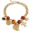Yhpup Vintage Resin Round Leaf Cross Charms Pendant Drop Statement Necklace for Women Stainless Steel Handmade Sweater Jewelry