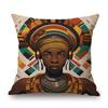Black African Girl Woman Fiction Looking Exotic Style Decoration Art Cotton Linen Sofa Throw Pillow Case Bench Cushion Cover