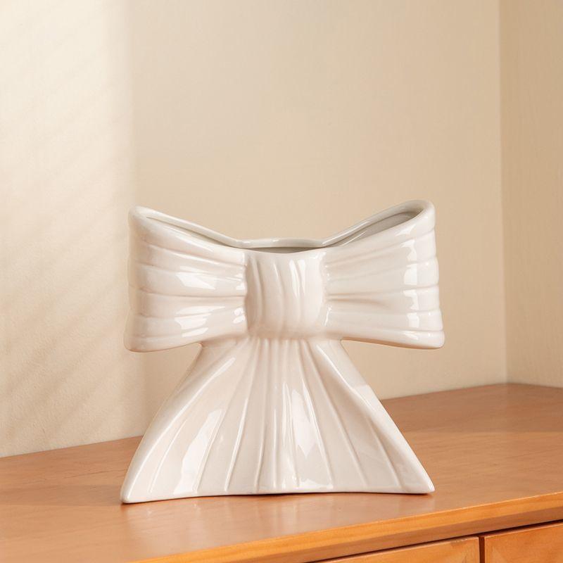 Creative Bow Vase Ornaments High-end Ceramic Hydroponic Flower Arrangement Living Room Office Vintage Vase Home Ornament Gifts